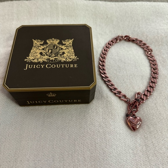 ✨RARE✨ Juicy Couture Rose Gold Puffed Heart Necklace with Original Box 💖 - Picture 3 of 10